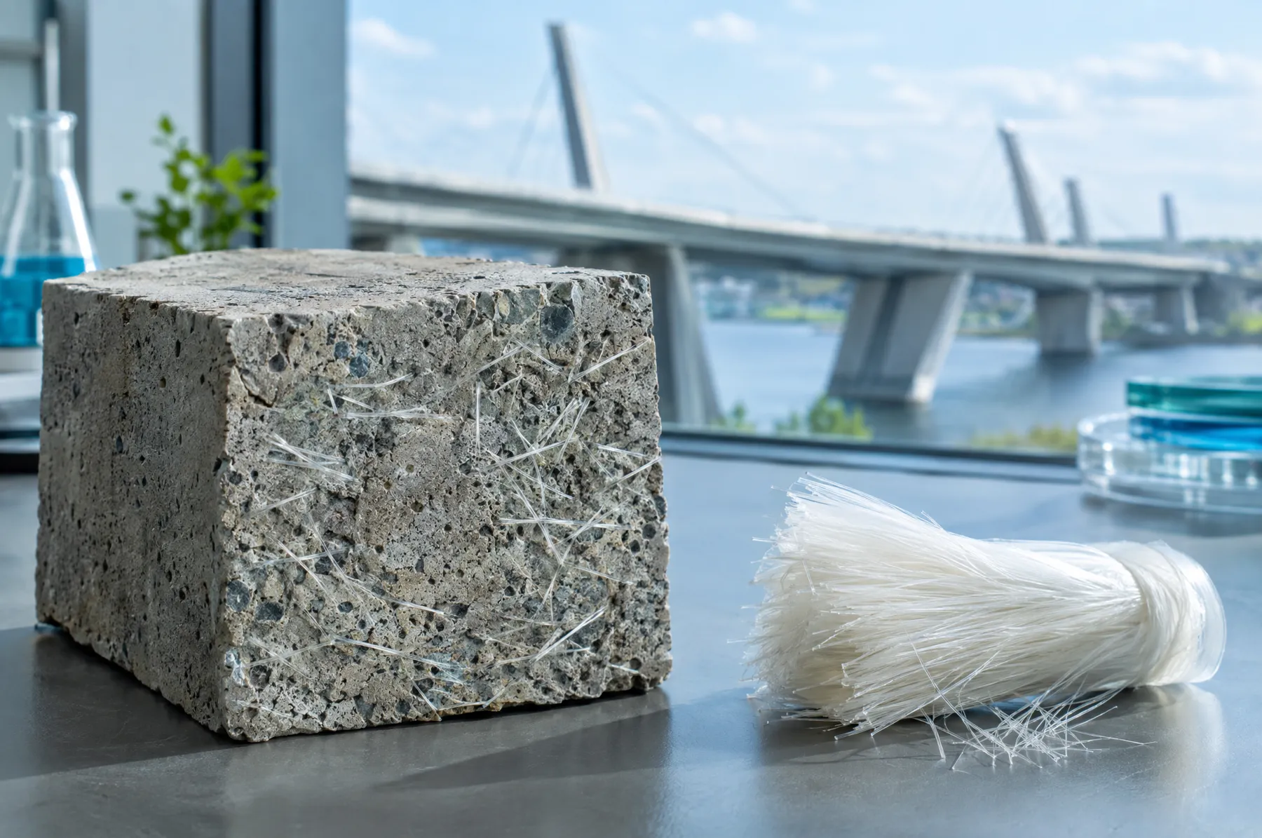 Fiber-reinforced high-performance concrete sample