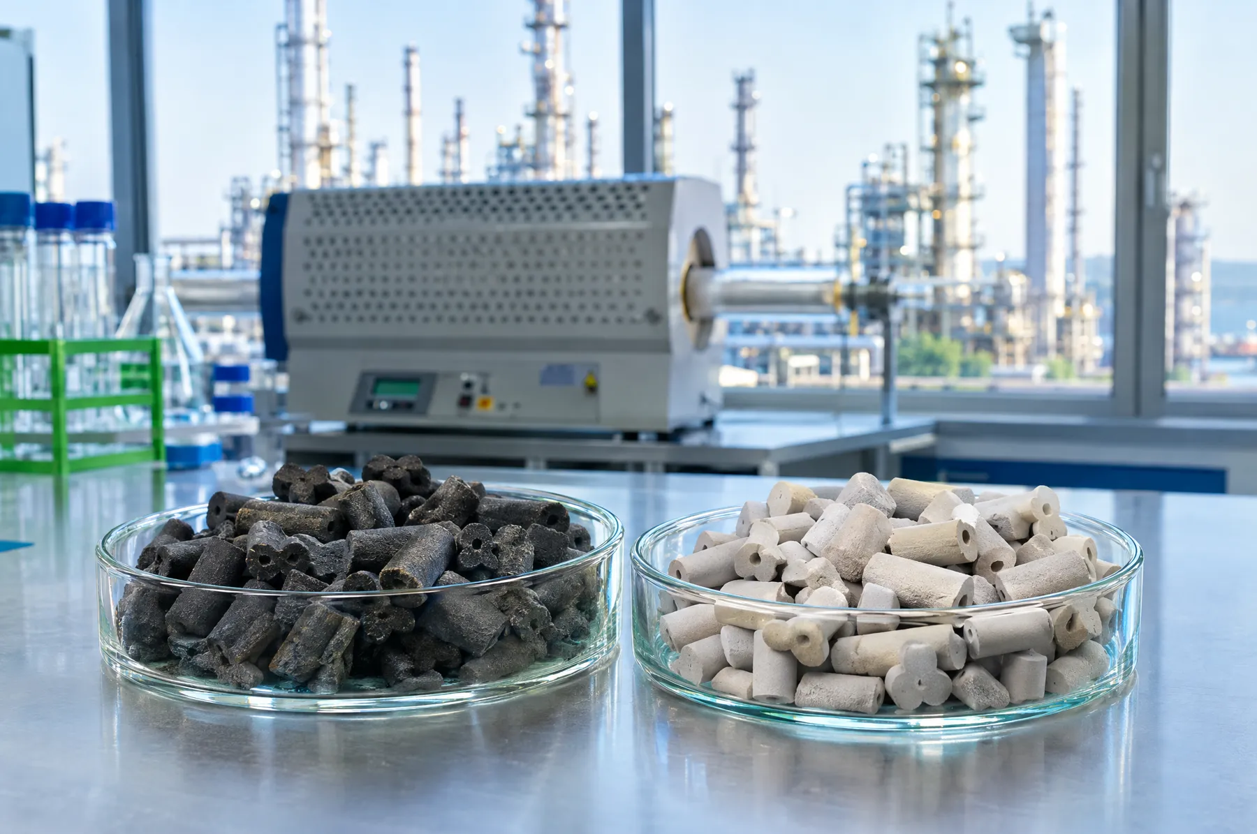 Spent and regenerated catalyst pellets